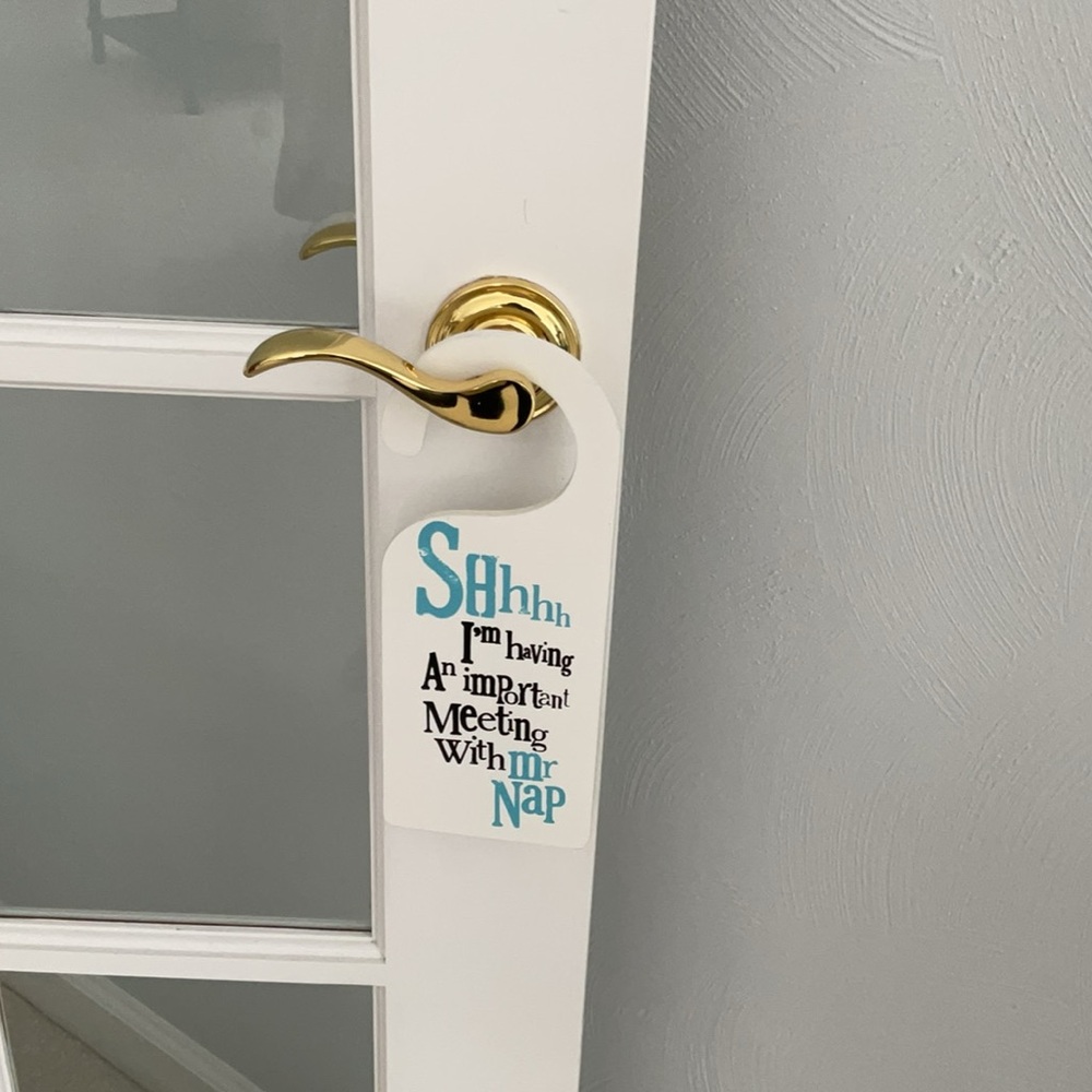 White and Blue “SHhhh” Door Hanger Sign